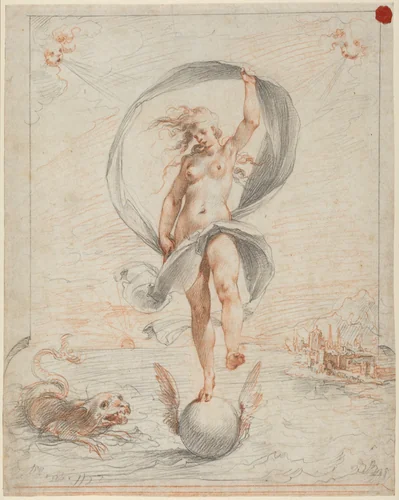 Allegorical Figure by Giuseppe Cesari, drawing, 1588