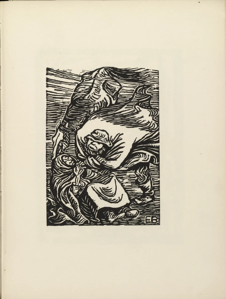Group in a Storm (Gruppe im Sturm)(plate 14) from the illustrated book Deutsche Graphiker der Gegenwart (German Printmakers of Our Time) by Ernst Barlach, illustrated book, 1919