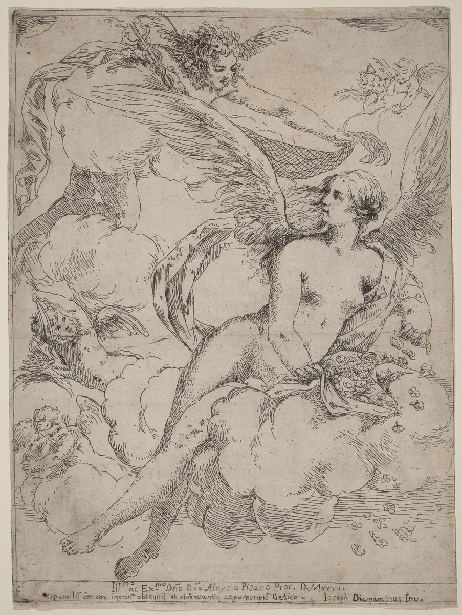 Flora and Mercury by Giuseppe Diamantini, print, 1690-1700