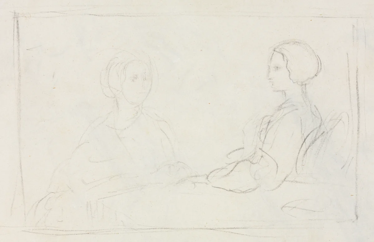 Two Seated Women (verso) by Edgar Degas, drawing, 1856-1860