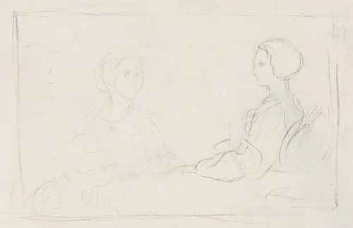 Two Seated Women (verso) by Edgar Degas, drawing, 1856-1860