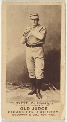 Lovett, Pitcher, Brooklyn Bridegrooms, from the Old Judge series (N172) for Old Judge Cigarettes by Goodwin & Company, photograph, 1888