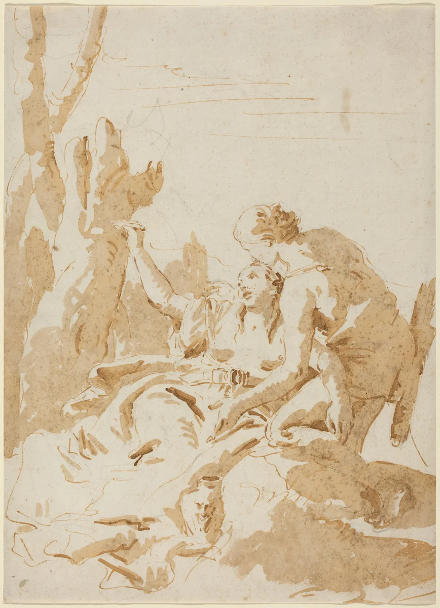 Angelica and Medoro by Giovanni Battista Tiepolo, drawing, 1740-1745