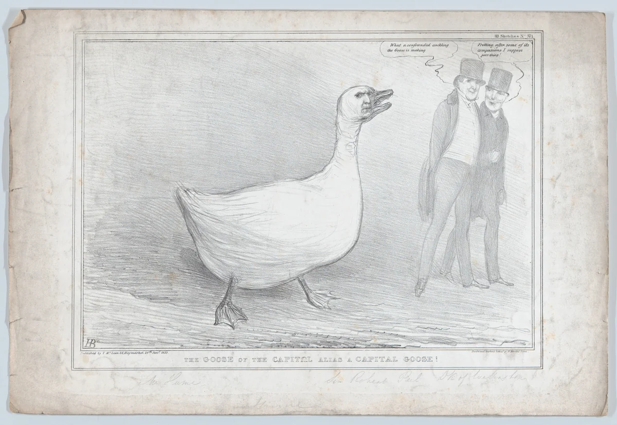 The Goose of the Capitol Alias a Capital Goose! by John Doyle, print, 1835