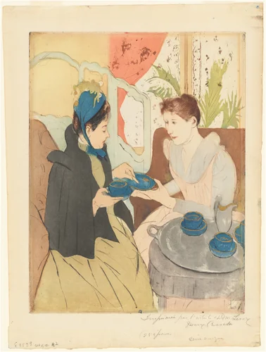 Afternoon Tea Party by Mary Cassatt, print, 1890-1891