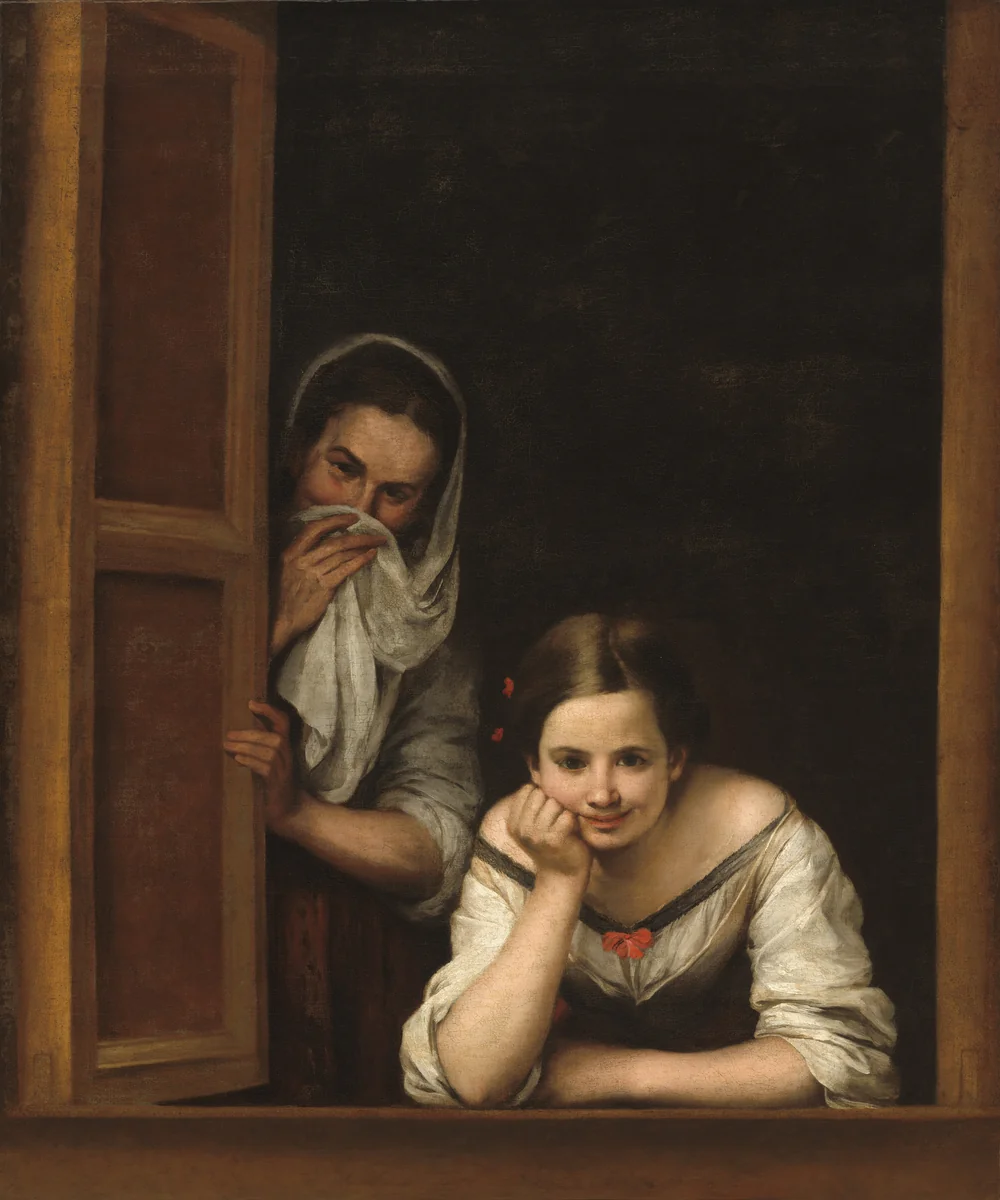 Two Women at a Window by Bartolomé Esteban Murillo, painting, 1655-1660