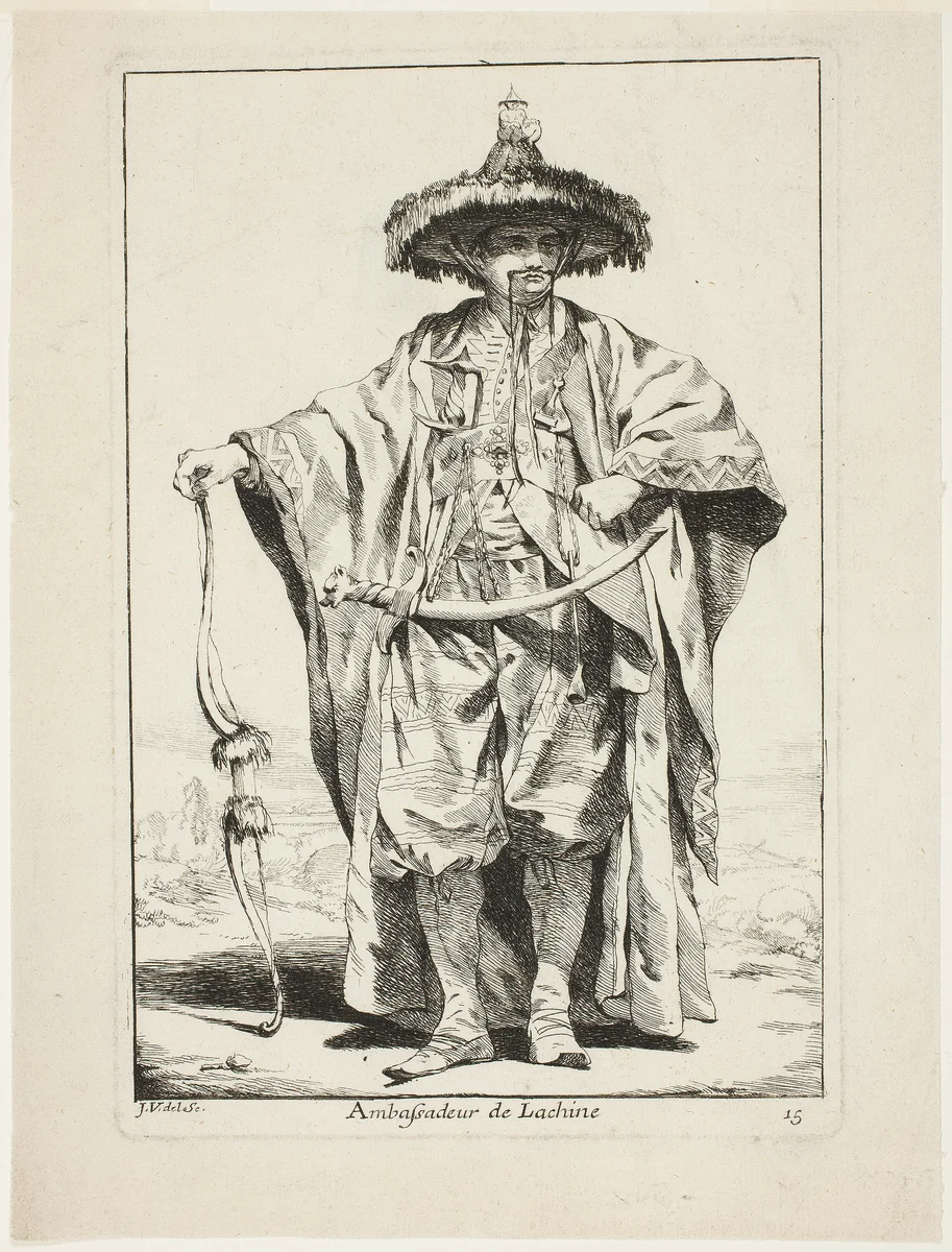 The Chinese Ambassador, plate fifteen from Caravanne du Sultane à la Mecque by Joseph-Marie Vien, print, 1743-1753