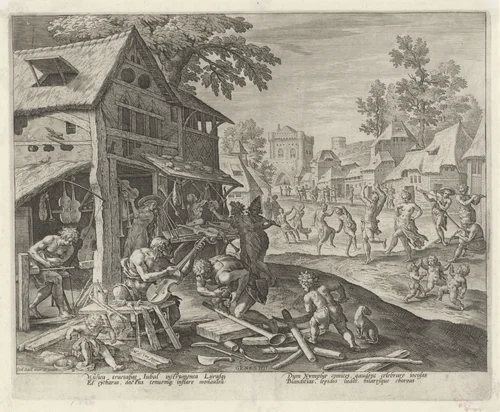 Jubal en zijn gezin maken muziekinstrumenten by Unknown, print, 1583
