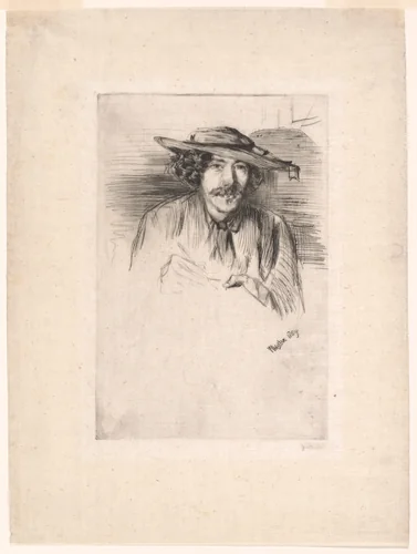 Whistler with a Hat by James McNeill Whistler, print, 1859