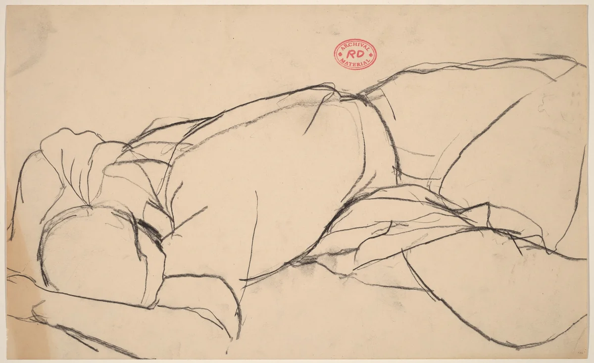 Untitled [reclining figure with face down] by Richard Diebenkorn, drawing, 1955-1967