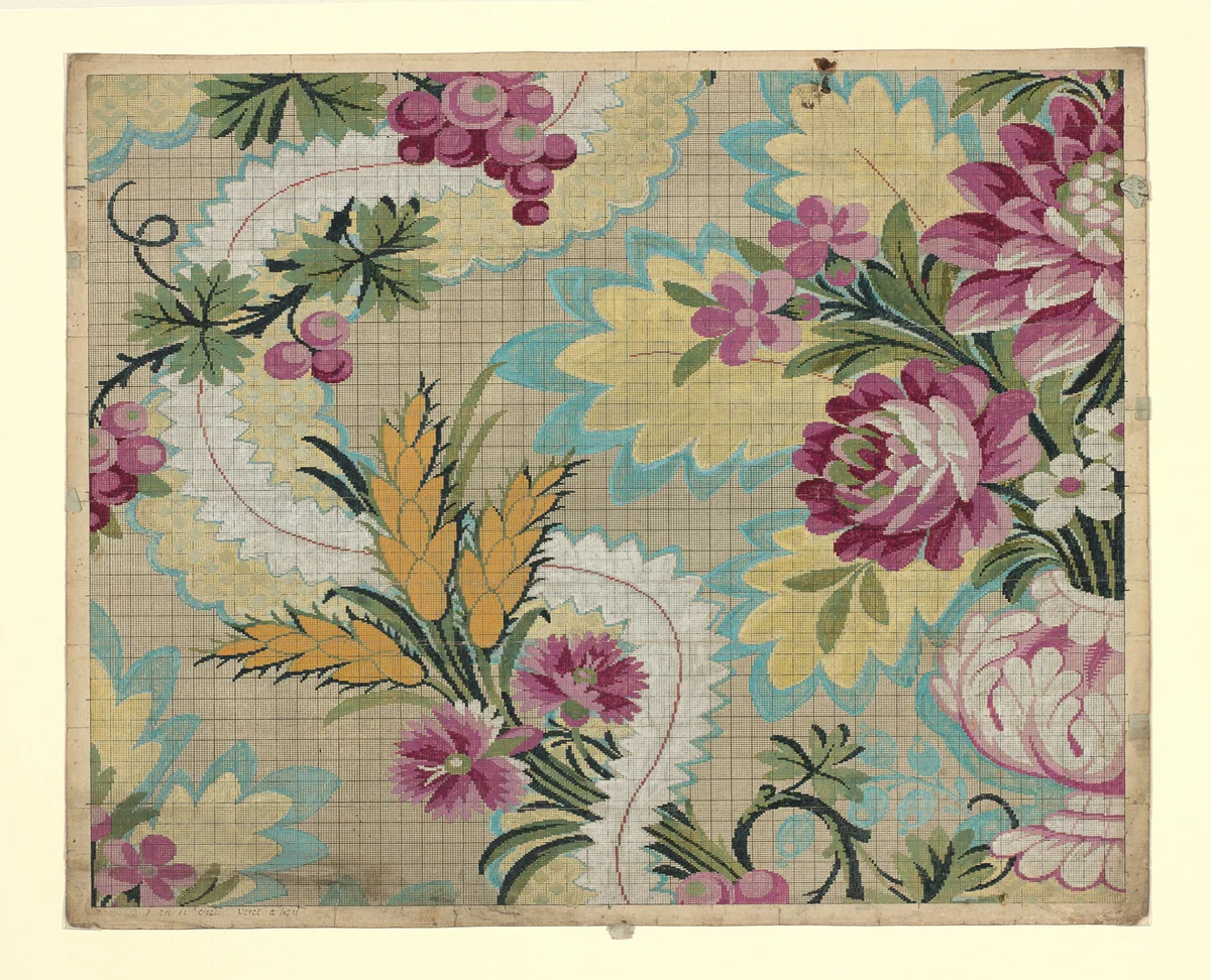 Mise-en-carte (Point-paper) by Germain Frères, textile, 1760-1790