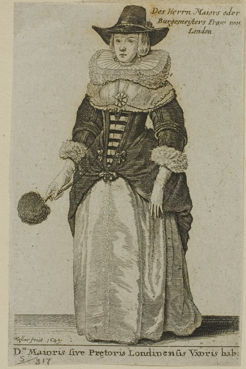 Wife of the London Mayor by Wenceslaus Hollar, print, 1649