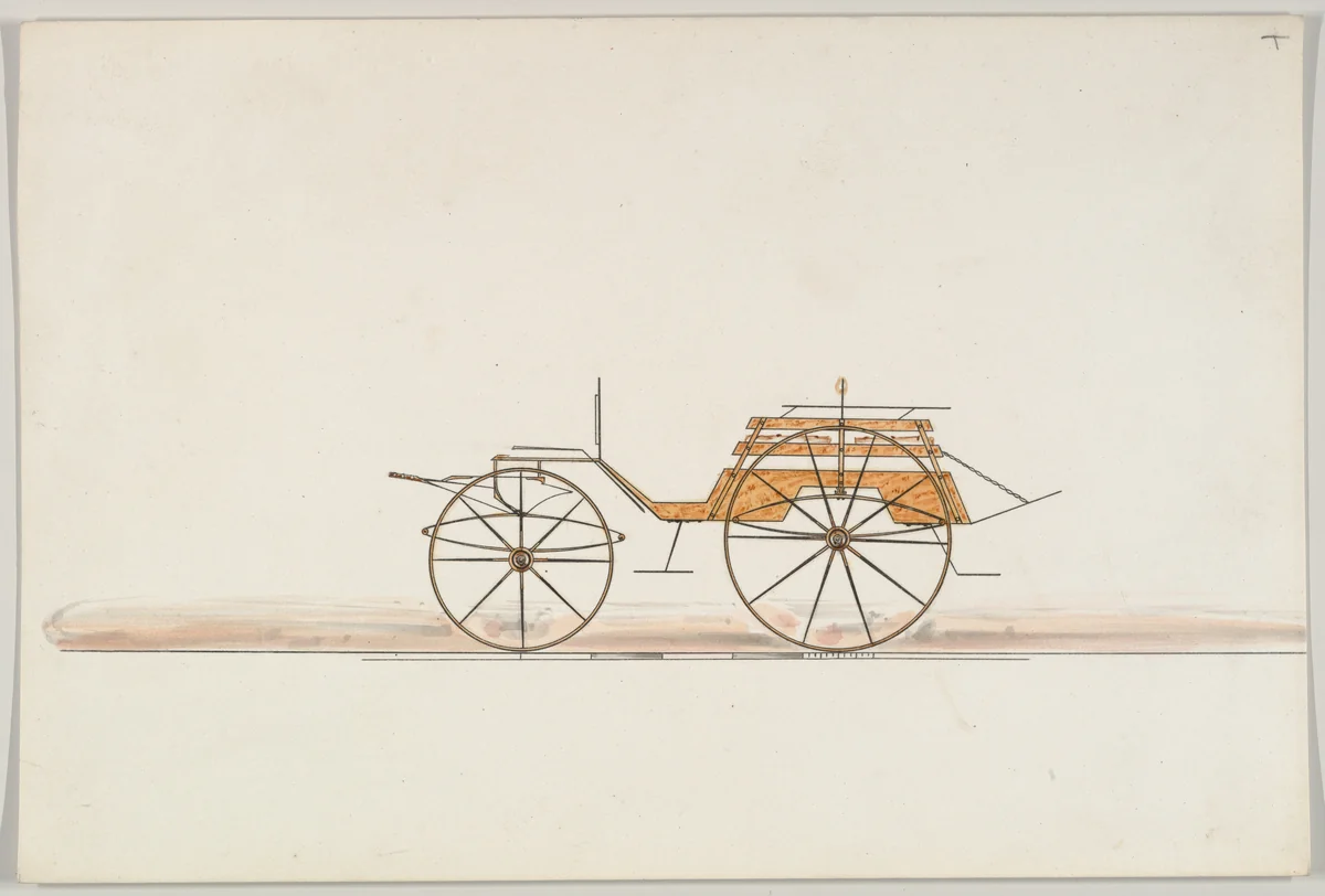 Design for Slat Side Phaeton by Brewster & Co., drawing, 1850-1870