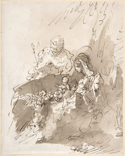 The Rest on the Flight into Egypt by Giuseppe Bernardino Bison, drawing, 1762-1844