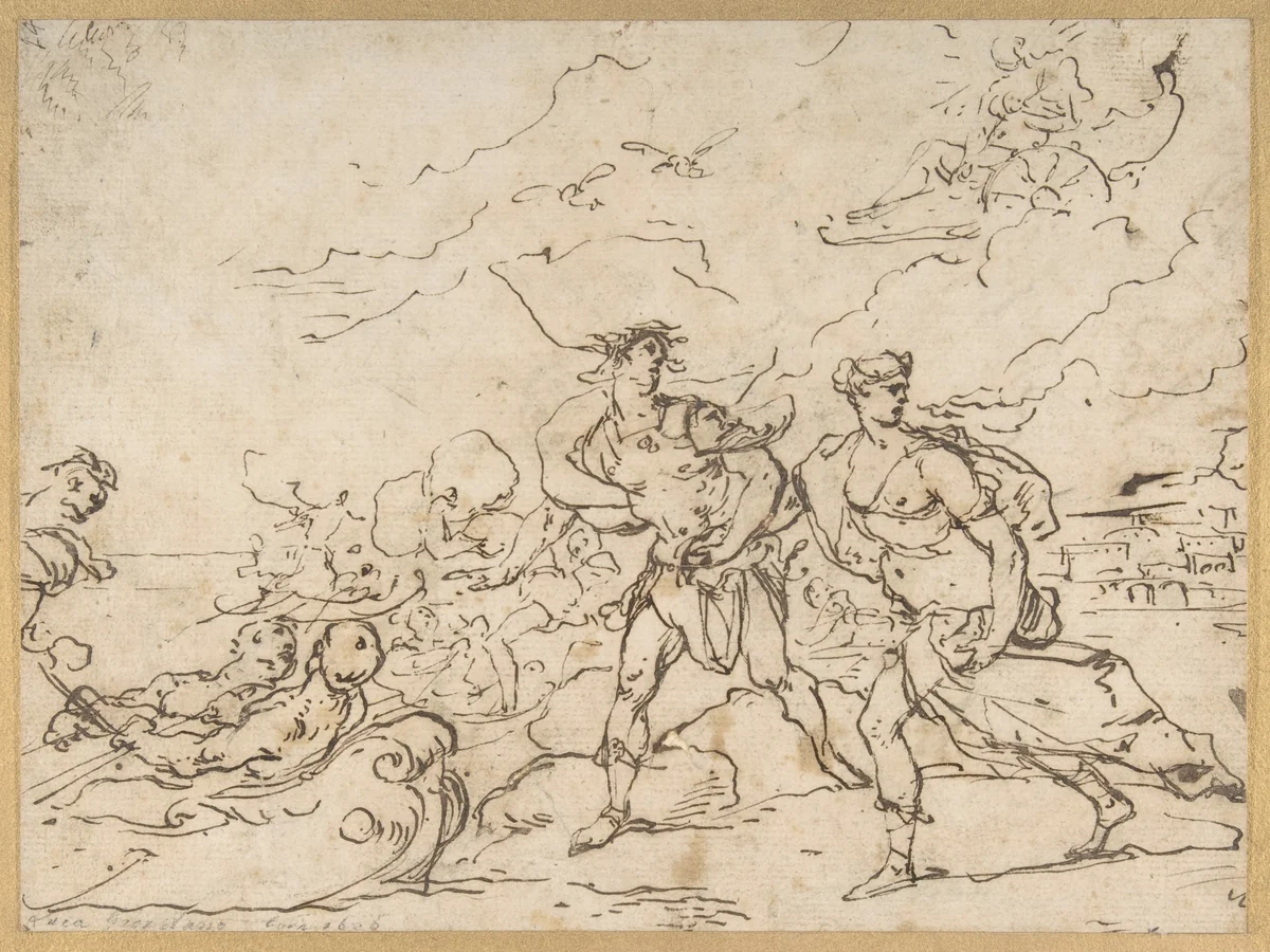 The Abduction of Helen by Luca Giordano, drawing, 1634-1705