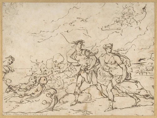 The Abduction of Helen by Luca Giordano, drawing, 1634-1705