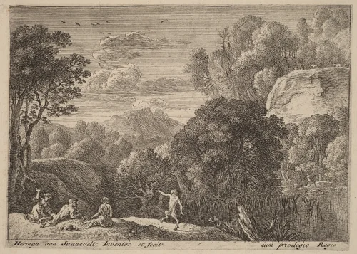 A Dancing Satyr by Herman van Swanevelt, print, 1600-1655