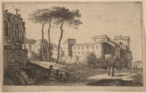 View of the Church "Quattro Santi Coronati" by Herman van Swanevelt, print, 1600-1655