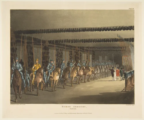 Horse Armoury, Tower of London by Thomas Rowlandson, print, 1809