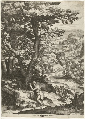 Landschap met Johannes de Doper by Unknown, print, 1573-1575