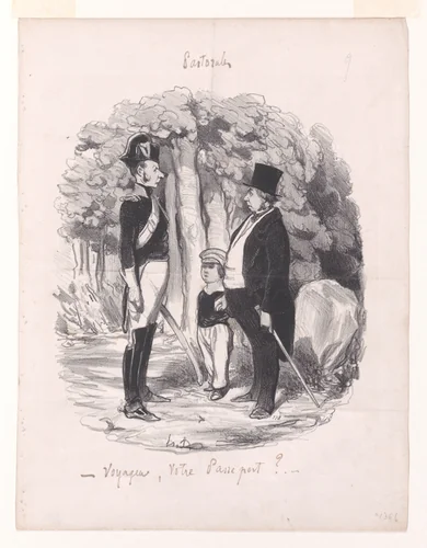 Traveler, Your Passport?, from Pastorales (Romance of Country Life) by Honoré Daumier, print, 1845