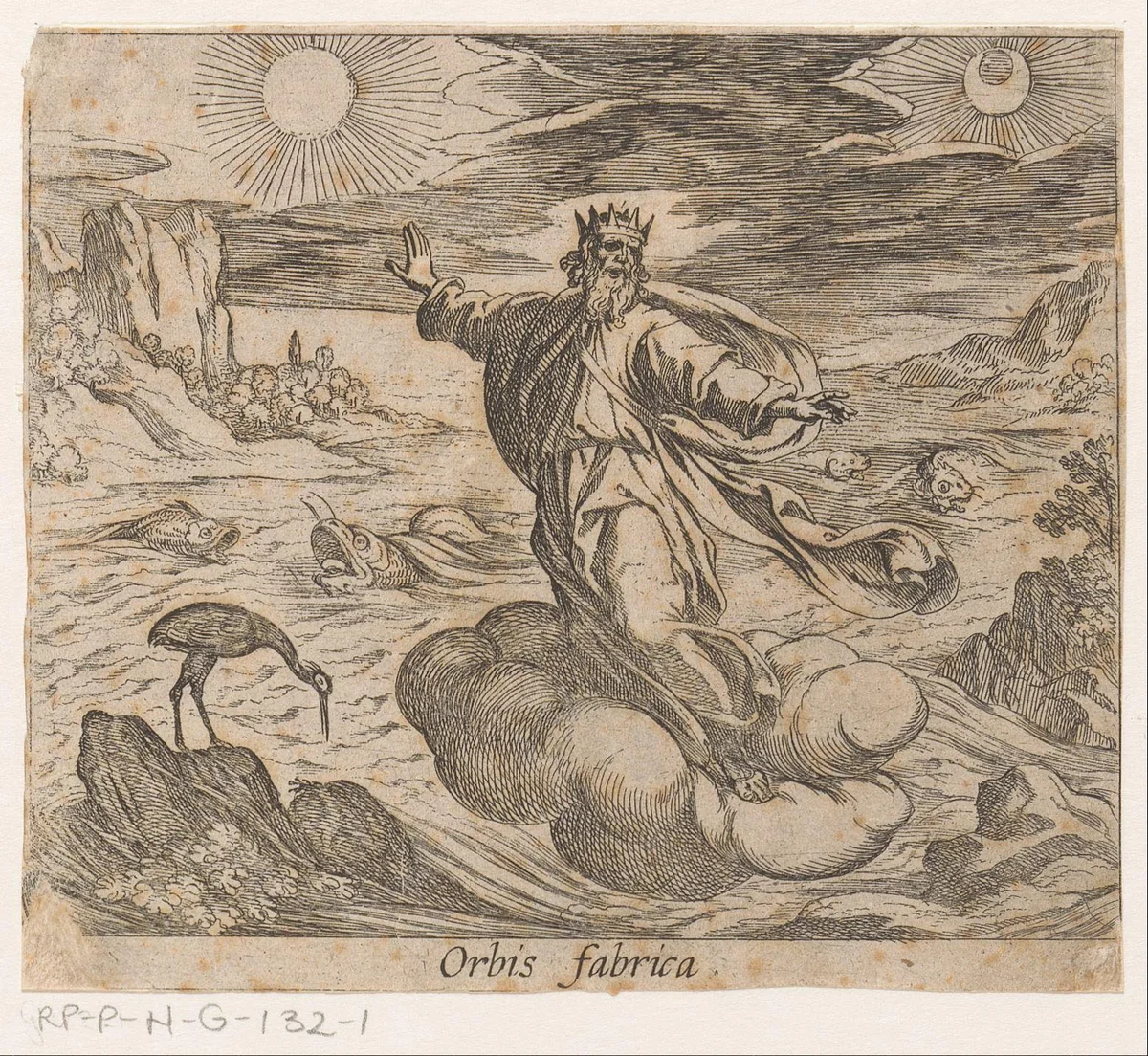 Schepping van de wereld by Antonio Tempesta, print, 1606-1638
