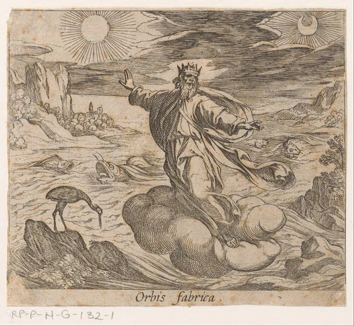 Schepping van de wereld by Antonio Tempesta, print, 1606-1638
