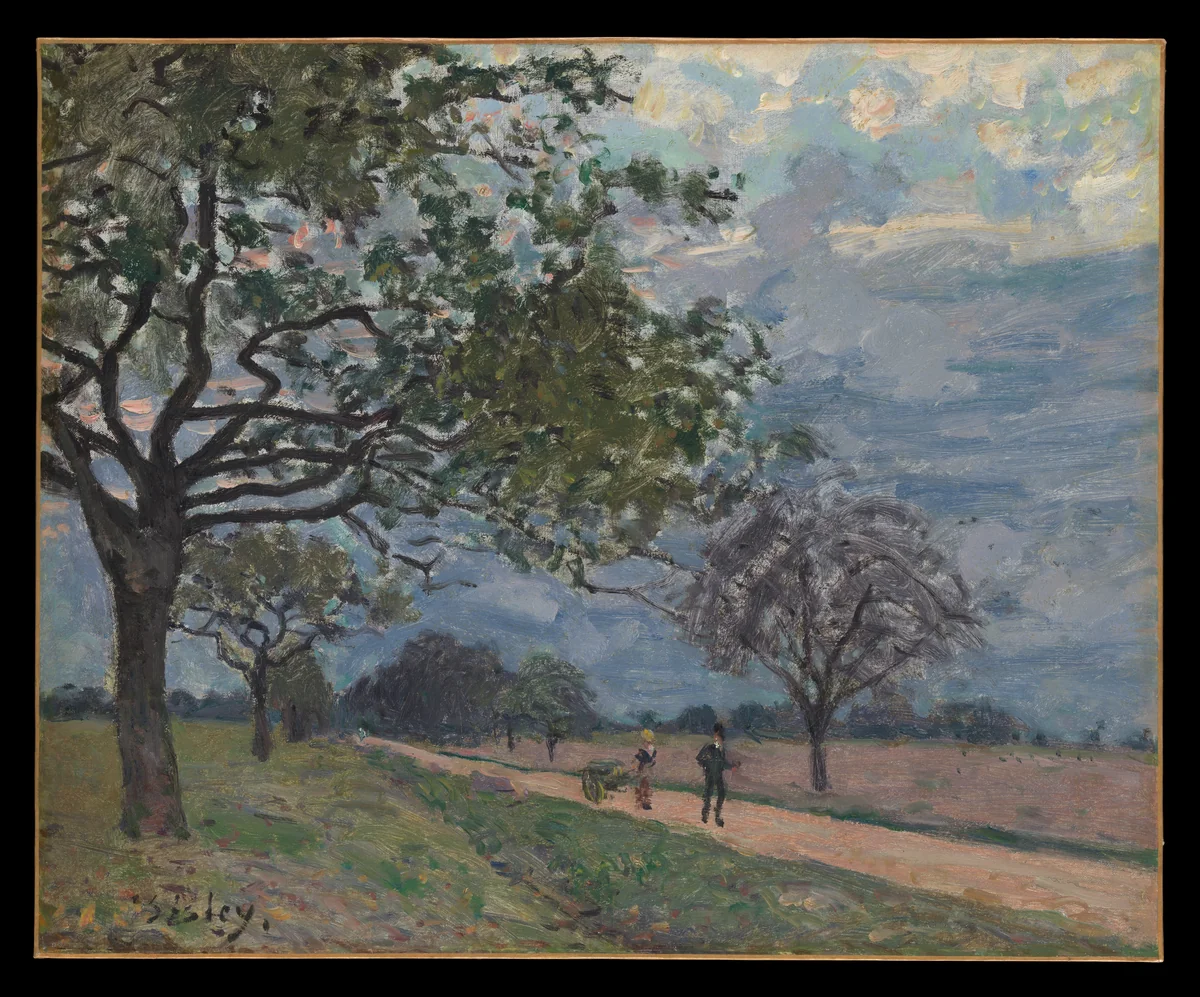 The Road from Versailles to Louveciennes by Alfred Sisley, painting, 1859-1899