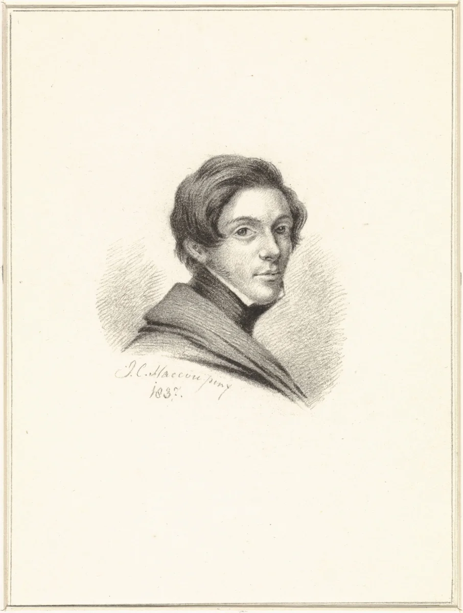 Zelfportret van Johannes Cornelis Haccou by Johannes Cornelis Haccou, drawing, 1837