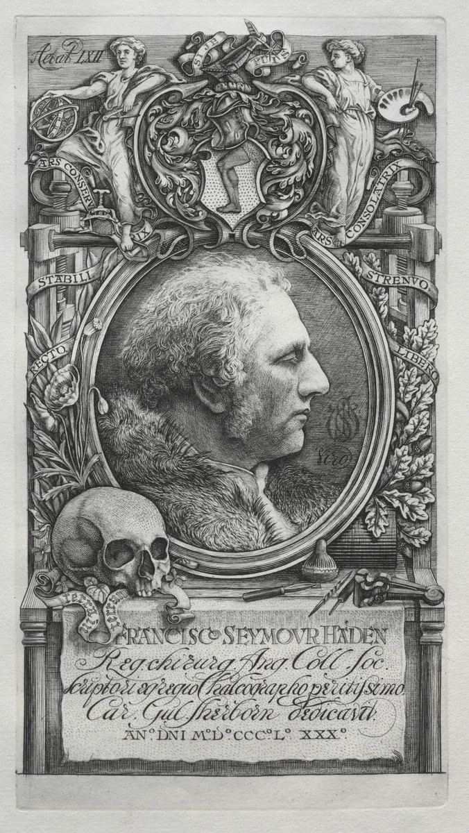 Hadeniana - Portrait of Sir Francis Seymour Haden by Charles William Sherborn, print, 1880