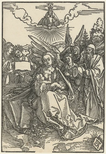 De Heilige Familie met vijf engelen by Unknown, print, 1503-1504