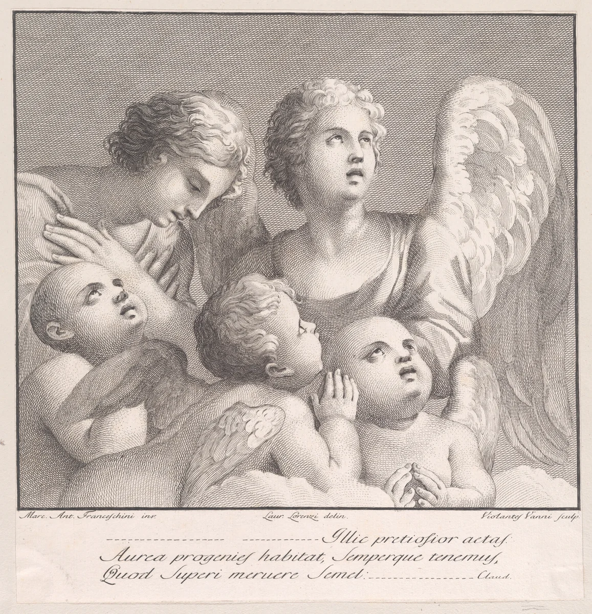 Angels and cherubim by Violante Vanni, print, 1774