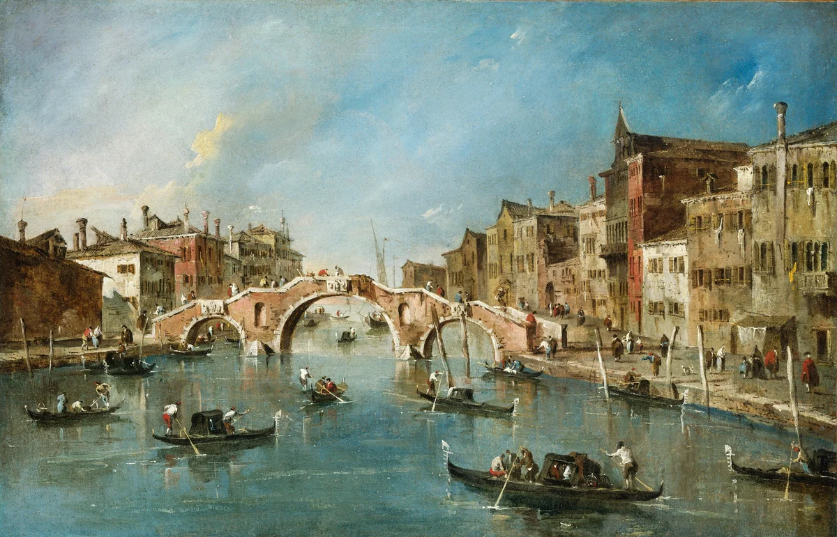 View on the Cannaregio Canal, Venice by Francesco Guardi, painting, 1775-1780