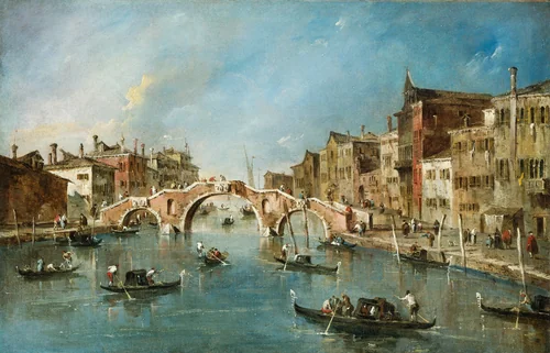 View on the Cannaregio Canal, Venice by Francesco Guardi, painting, 1775-1780