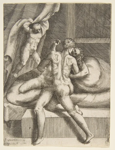 Apollo and Leucothea, from "The Loves of the Gods" by Giulio Bonasone, print, 1526-1536