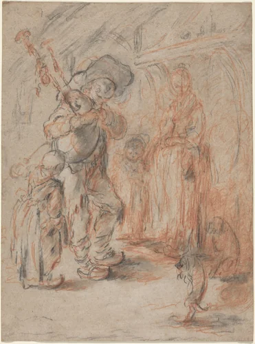 Study for "La Cuisine Avec Paisans" by Jérôme-François Chantereau, drawing, 1700-1757