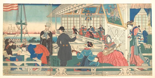 Home of Foreign Merchants in Yokohama by Utagawa Sadahide, print, 1861