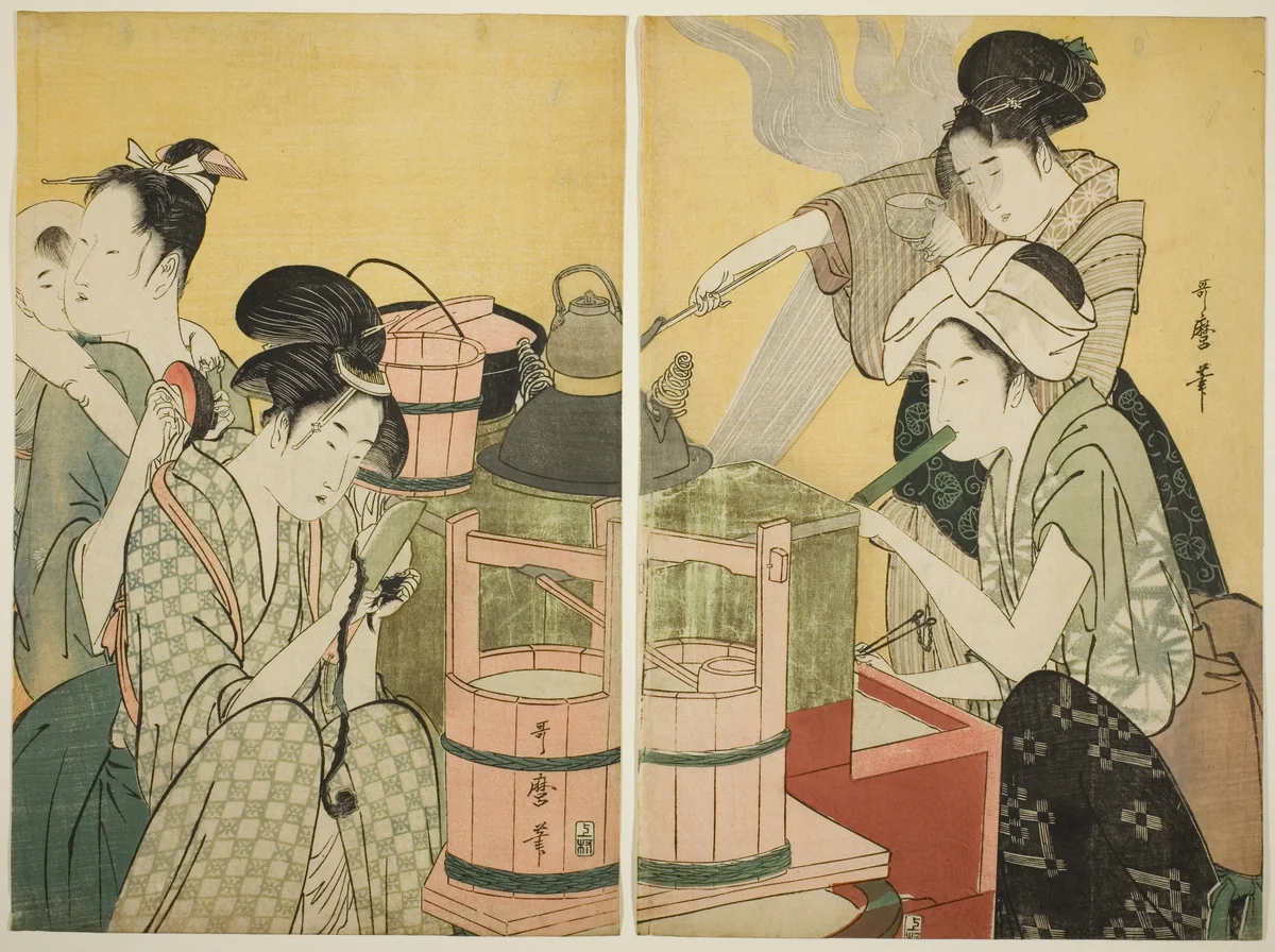 Kitchen Scene by Kitagawa Utamaro (喜多川歌麿), print, 1789-1800