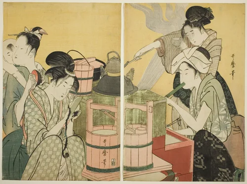 Kitchen Scene by Kitagawa Utamaro (喜多川歌麿), print, 1789-1800