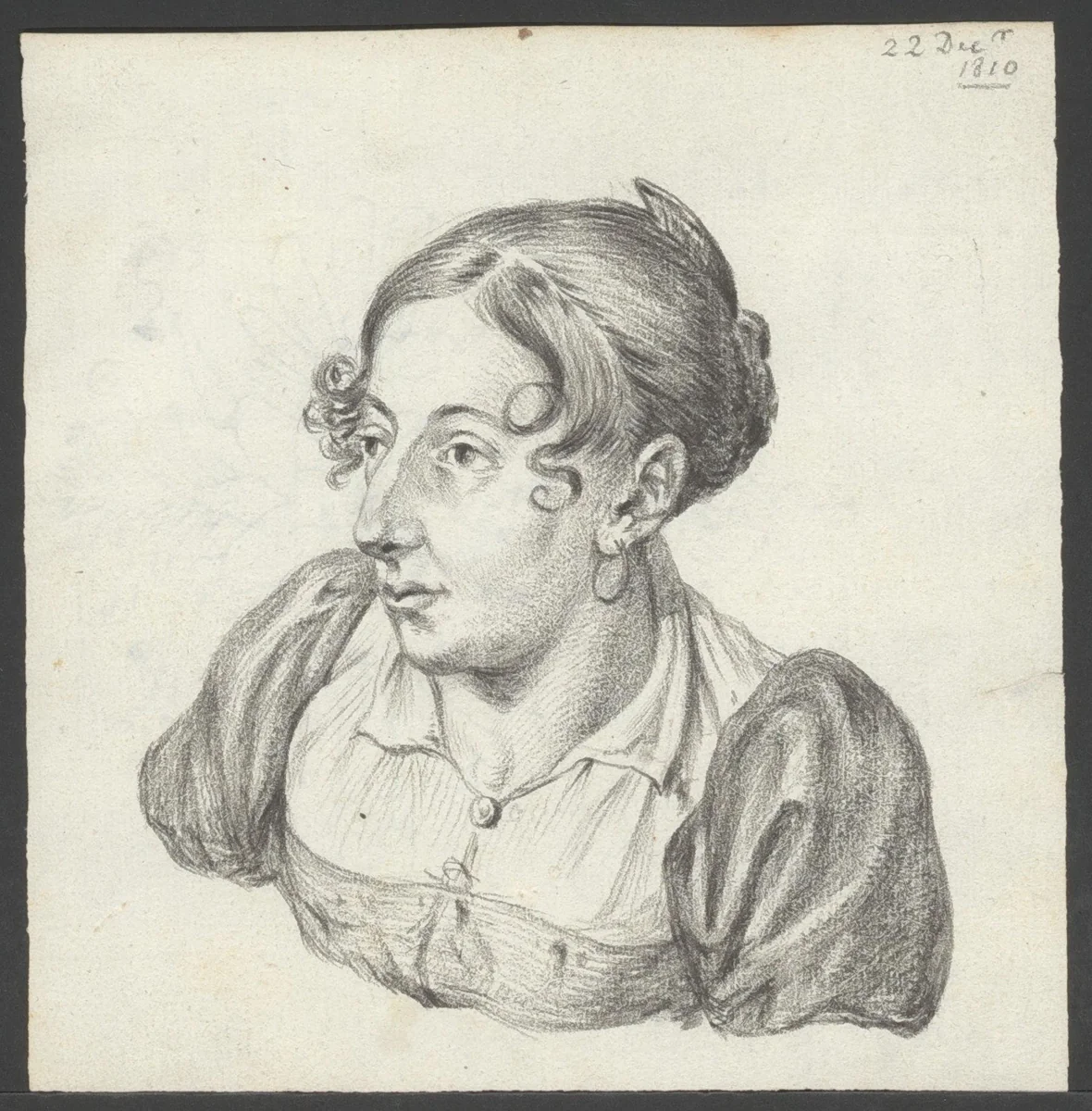 Buste van een onbekende jonge vrouw by Jean Bernard, drawing, 1775-1833