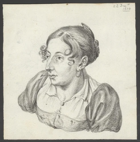 Buste van een onbekende jonge vrouw by Jean Bernard, drawing, 1775-1833