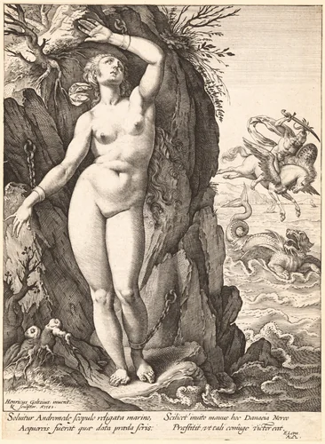 Perseus Freeing Andromeda by Hendrick Goltzius, print, 1583
