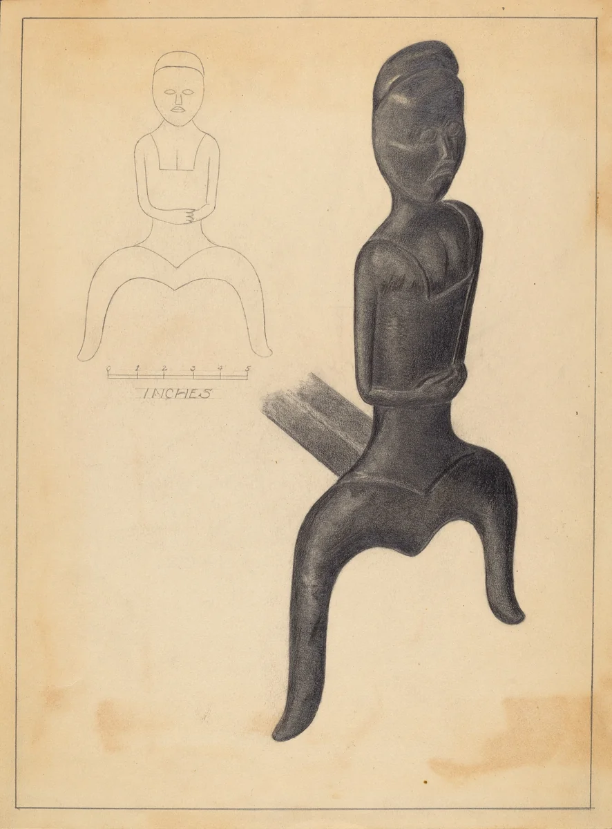 Andiron by Gordon Sanborn, index of american design, 1935-1942