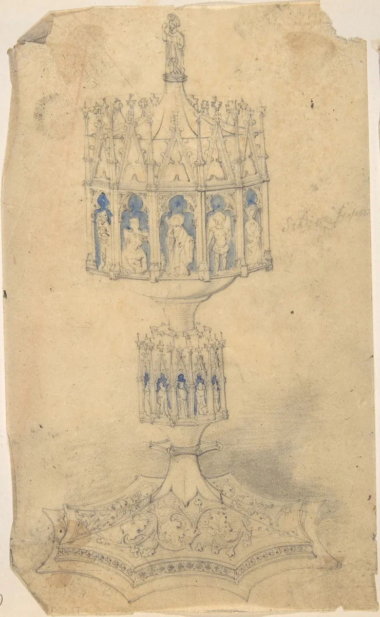 Liturgical Incense Burner by anonymous, drawing, 1850-1900