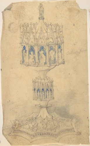 Liturgical Incense Burner by anonymous, drawing, 1850-1900