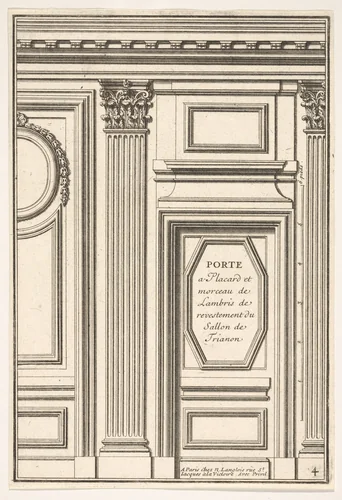 Door and Part of the Wainscot in the restored Salon of the Trianon Palace, plate IV from "Portes a Placard et Lambris" by Jean Le Pautre, print, 1618-1682