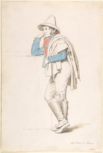 Study of a Roman Coachman by Martinus Rørbye, drawing, 1823-1844