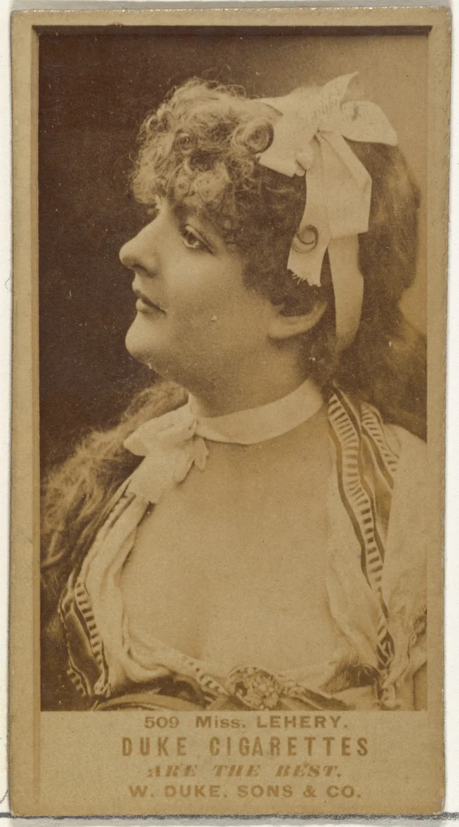 Card Number 509, Miss Lehery, from the Actors and Actresses series (N145-7) issued by Duke Sons & Co. to promote Duke Cigarettes by W. Duke, Sons & Co., photograph, 1880-1889