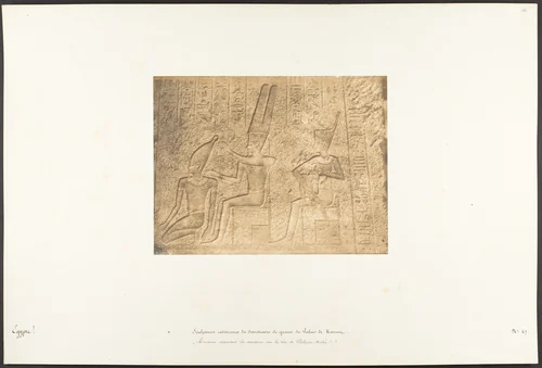 Sculptures extérieures du Sanctuaire de granit du Palais de Karnac (Ammon assurant la couronne sur la tête de Philippe-Aridée) by Maxime Du Camp, photograph, 1849-1850