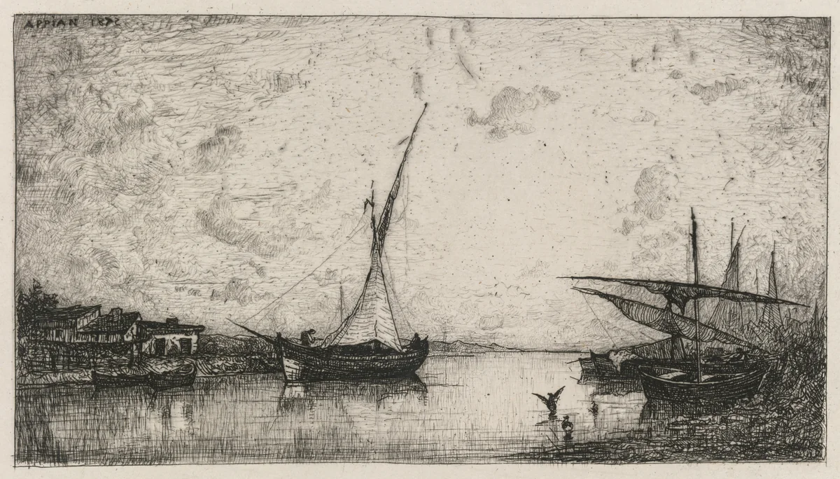 Canal aux Martigues by Adolphe Appian, print, 1872